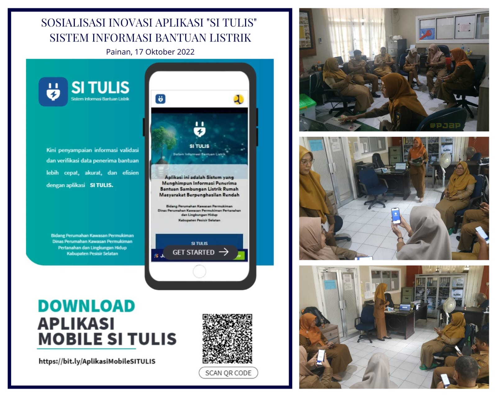 SOSIALISASI INOVASI APLIKASI \"SI TULIS\" SISTEM INFORMASI BANTUAN LISTRIK 